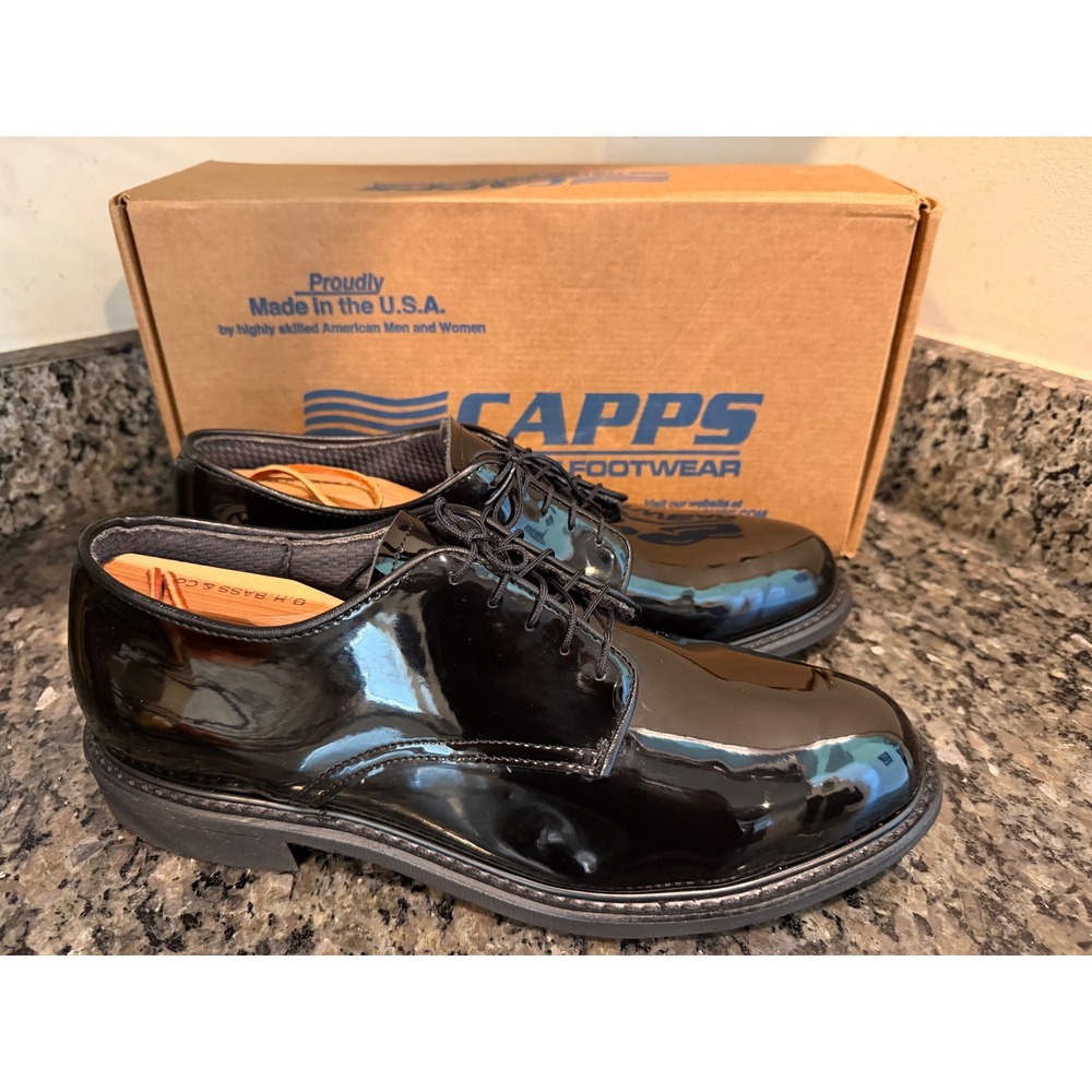 Capps Shoe Co Mens Black Patent Leather Oxford Dress Shoes Made in USA 11.5 D